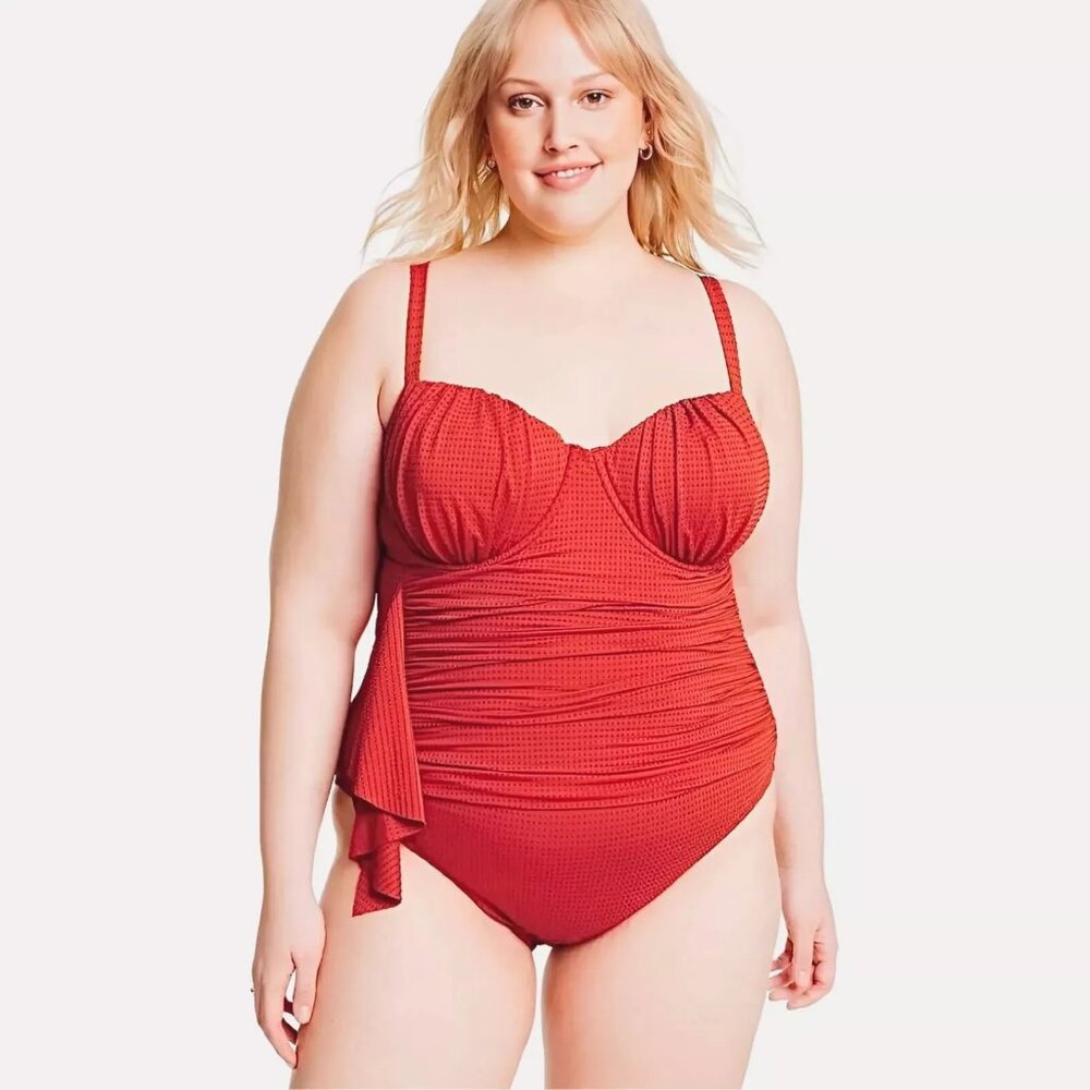 RHODE x Target Embossed Dot Ruffle One-Piece Swimsuit Size 2X | Medium Coverage